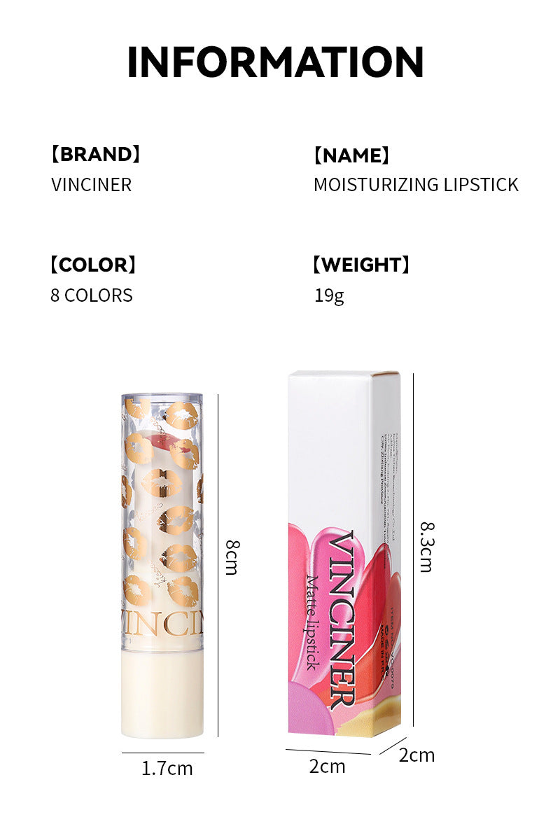 VINCINER 8 Color Lipstick Moisturize Hydrate Waterproof Shiny Texture Fashion Lipstick