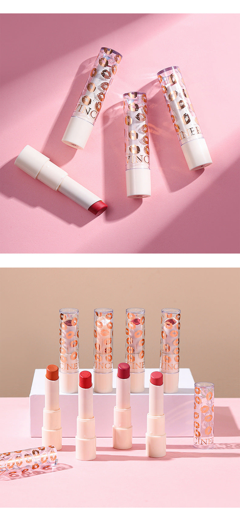 VINCINER 8 Color Lipstick Moisturize Hydrate Waterproof Shiny Texture Fashion Lipstick