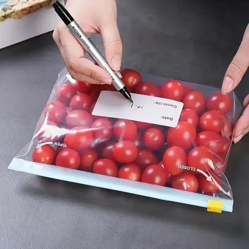 Reusable Food Bags Refrigerator Fruit Vegetable Sealed Zip Storage Bags Kitchen Fresh-keeping Bags Packaging Sealing Container