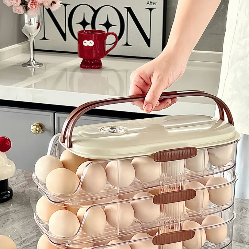 Household Multi-layer Automatic Rolling Egg Storage Box Kitchen Egg Rack Tray Refrigerator Timing Special Egg Carton